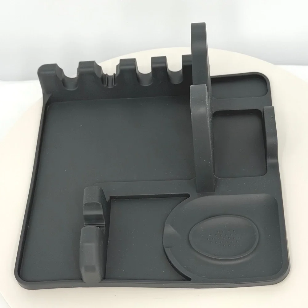 Silicone‎ Kitchen Utensil Rest Spoon Holder Mat Countertop Spill Pad Gray 96-11
